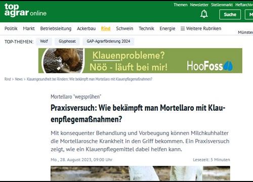 top agrar Bericht zum Hoofoss Klauenpflegemittel - Versuch Dr. Fiedler