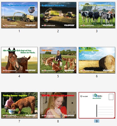 Postkarten Pferd Kuh Hühner Getreide 50 Jahre Deutsche Vilomix